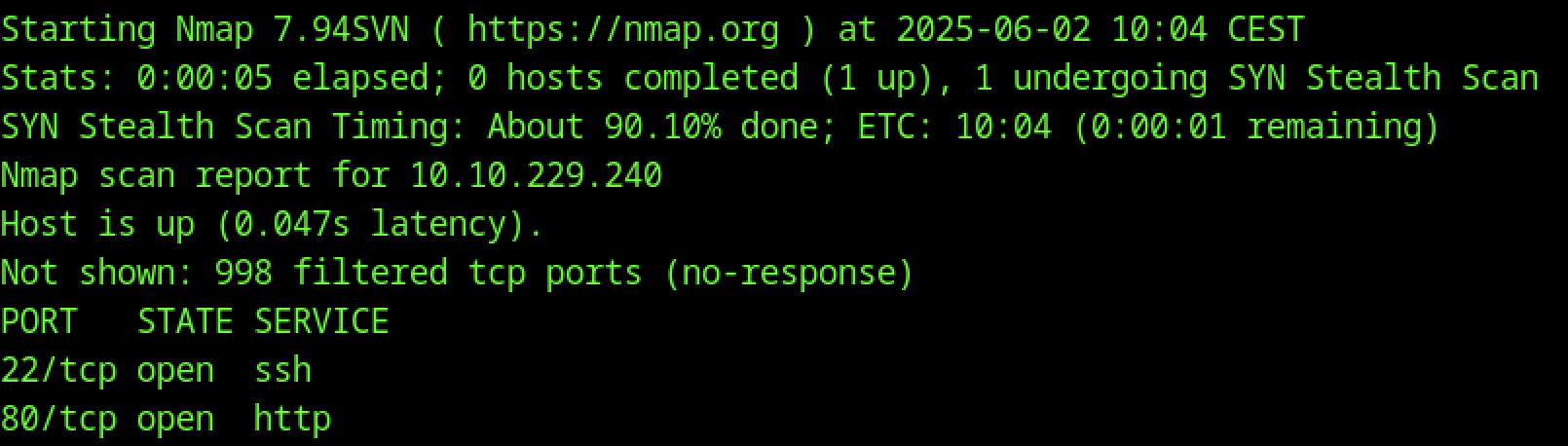 Nmap output